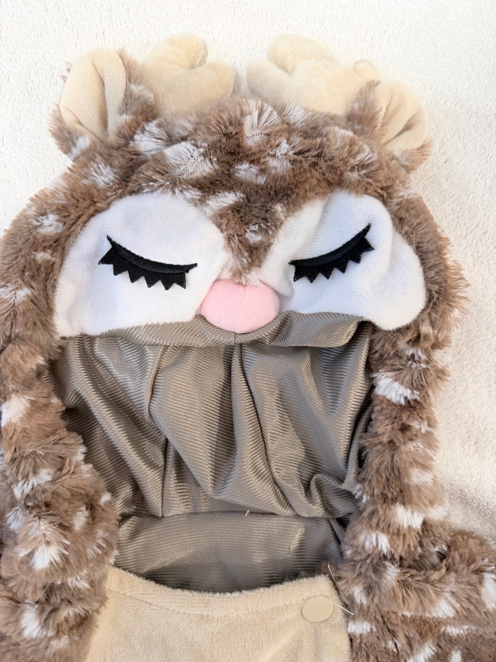 Baby/Toddler Halloween Costume- Plush Baby Deer Hooded Hat - Brown Pink
